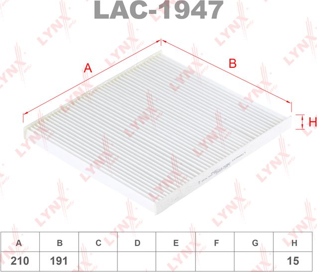 Салонный фильтр LYNXauto. Артикул LAC-1947