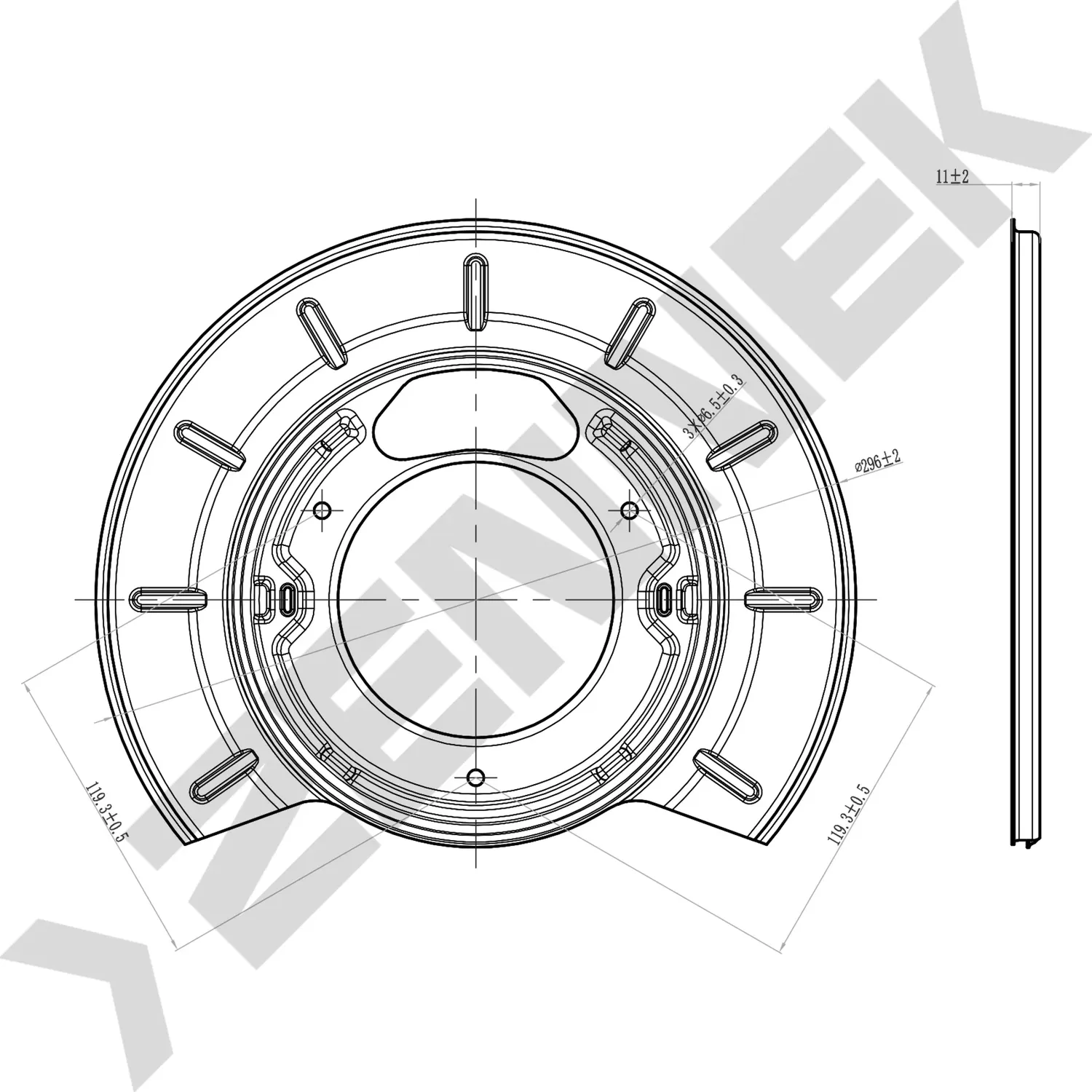 Защита тормозного диска задняя левая/правая MERCEDES VITO (638) 1996-2003 (Zennek). Артикул DCD0114