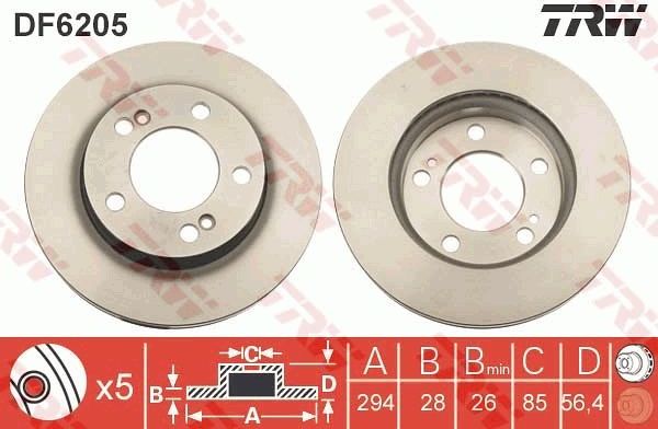Тормозной диск TRW. Артикул DF6205