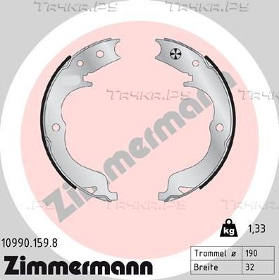 Тормозные колодки (стояночная тормозная система) Zimmermann задние для Subaru Forester III 2008-2013. Артикул 10990.159.8