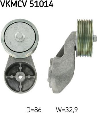 Направляющий (ведущий) ролик приводного поликлинового ремня SKF для Mercedes-Benz Atego 2 2004-2013. Артикул VKMCV 51014