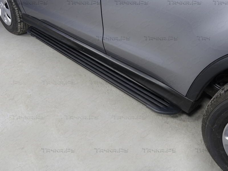 Пороги алюминиевые ТСС Slim Line Black 1720 мм для Mitsubishi ASX I рестайлинг 2,3 2016-2022. Артикул MITSASX17-12B