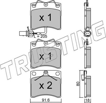 Тормозные колодки Trusting. Артикул 166.2