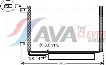 Радиатор кондиционера (конденсатор) AVA (алюминий). Артикул MSA5578D