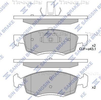 Тормозные колодки Sangsin Hi-Q передние для Dacia Logan I 2004-2012. Артикул SP4099