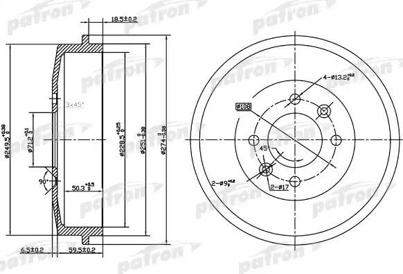 Тормозной барабан Patron. Артикул PDR1126