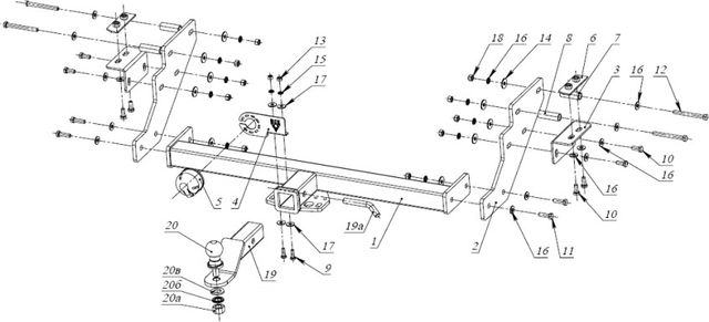 Фаркоп Bizon для Nissan NP300 2008-2015 с накладкой из нержавеющей стали. Быстросъемный крюк. Артикул FA 0466-E(N)