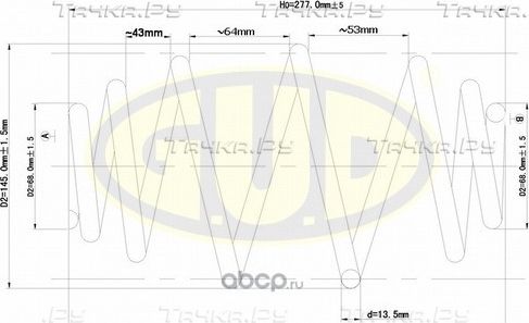 Пружина подвески G.U.D. задняя для Volkswagen Passat B5 1997-2005. Артикул GCS295037
