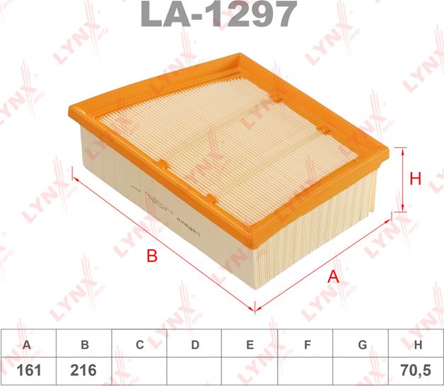 Воздушный фильтр LYNXauto для Ford Transit Courier I 2014-2026. Артикул LA-1297
