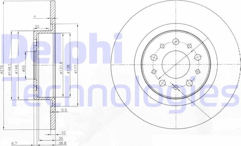 Тормозной диск Delphi. Артикул BG3857
