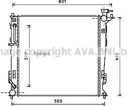 Радиатор охлаждения двигателя AVA для Kia Sportage III 2010-2016. Артикул KAA2214