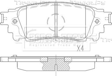 Тормозные колодки Borg & Beck задние для Lexus NX I 2014-2026. Артикул BBP2559
