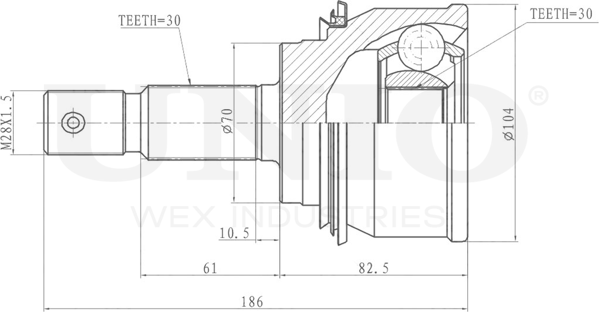 ШРУС наружный (Unio). Артикул CVJ-20281
