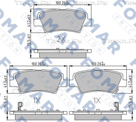 Тормозные колодки Fomar задние для Hyundai i30 II 2011-2017. Артикул FO 207983