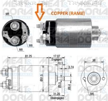 Втягивающее реле стартера Meat & Doria для Ford Transit VII 2006-2014. Артикул 46007