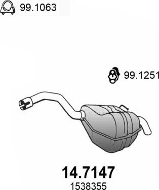 Глушитель Asso для Ford S-MAX I 2006-2014. Артикул 14.7147