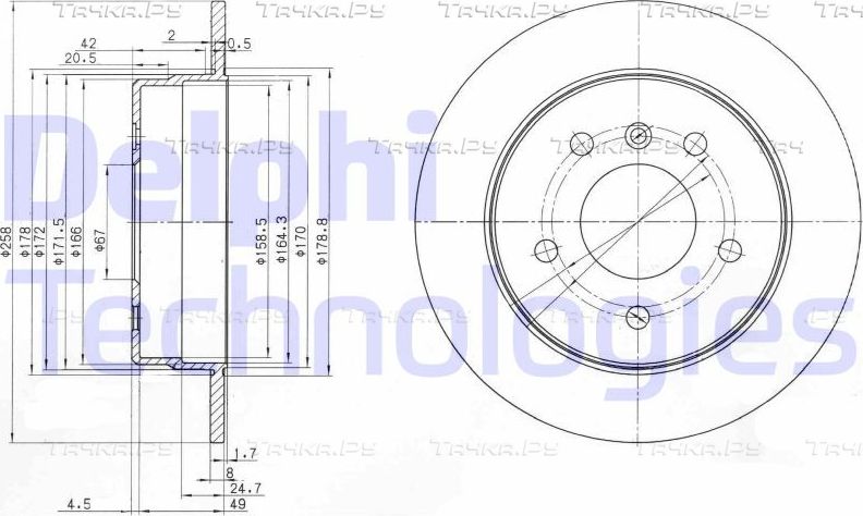 Тормозной диск Delphi задний для Mercedes-Benz Vaneo 2002-2005. Артикул BG3710