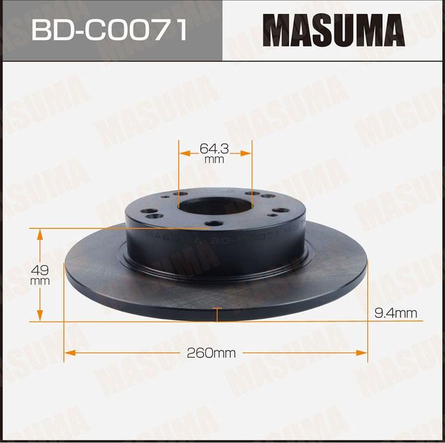 Диск тормозной MASUMA, rear HONDA ACCORD CL7, CL9 [уп.2] Masuma. Артикул BDC0071