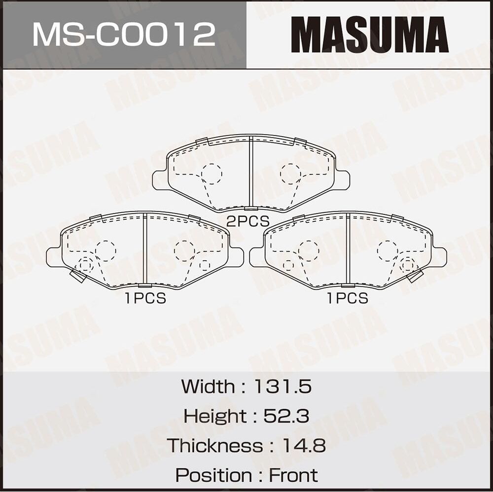 Колодки дисковые MASUMA, front. Артикул MSC0012