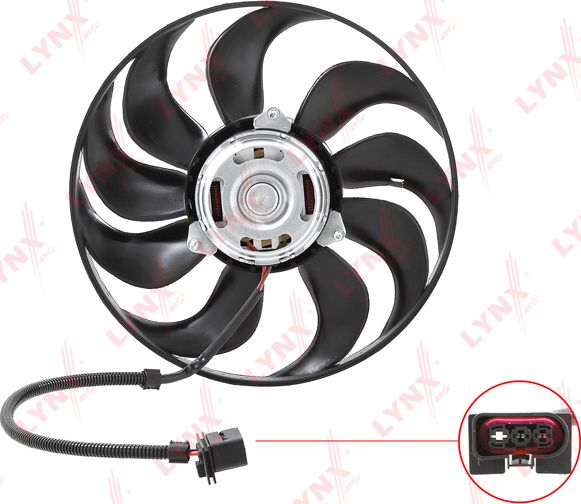 Вентилятор радиатора двигателя LYNXauto для Volkswagen Fox I 2005-2009. Артикул RF-1106