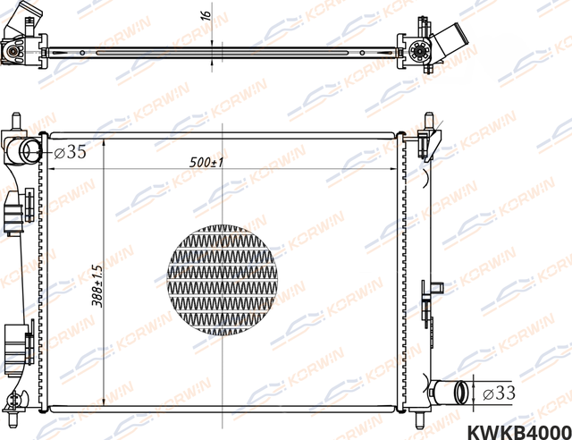 Радиатор охлаждения KIA Rio/HYUNDAI Solaris 1.4-1.6 (11-17) MT (гарантия 2 года) (Korwin). Артикул KWKB4000