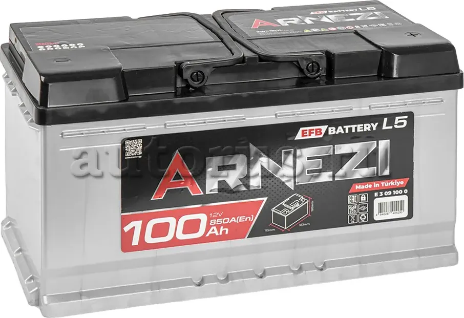 Аккумулятор Arnezi EFB Start 100 А/ч обратный R(+) 353х175х190 L5 EN850 A Arnezi. Артикул E3091000