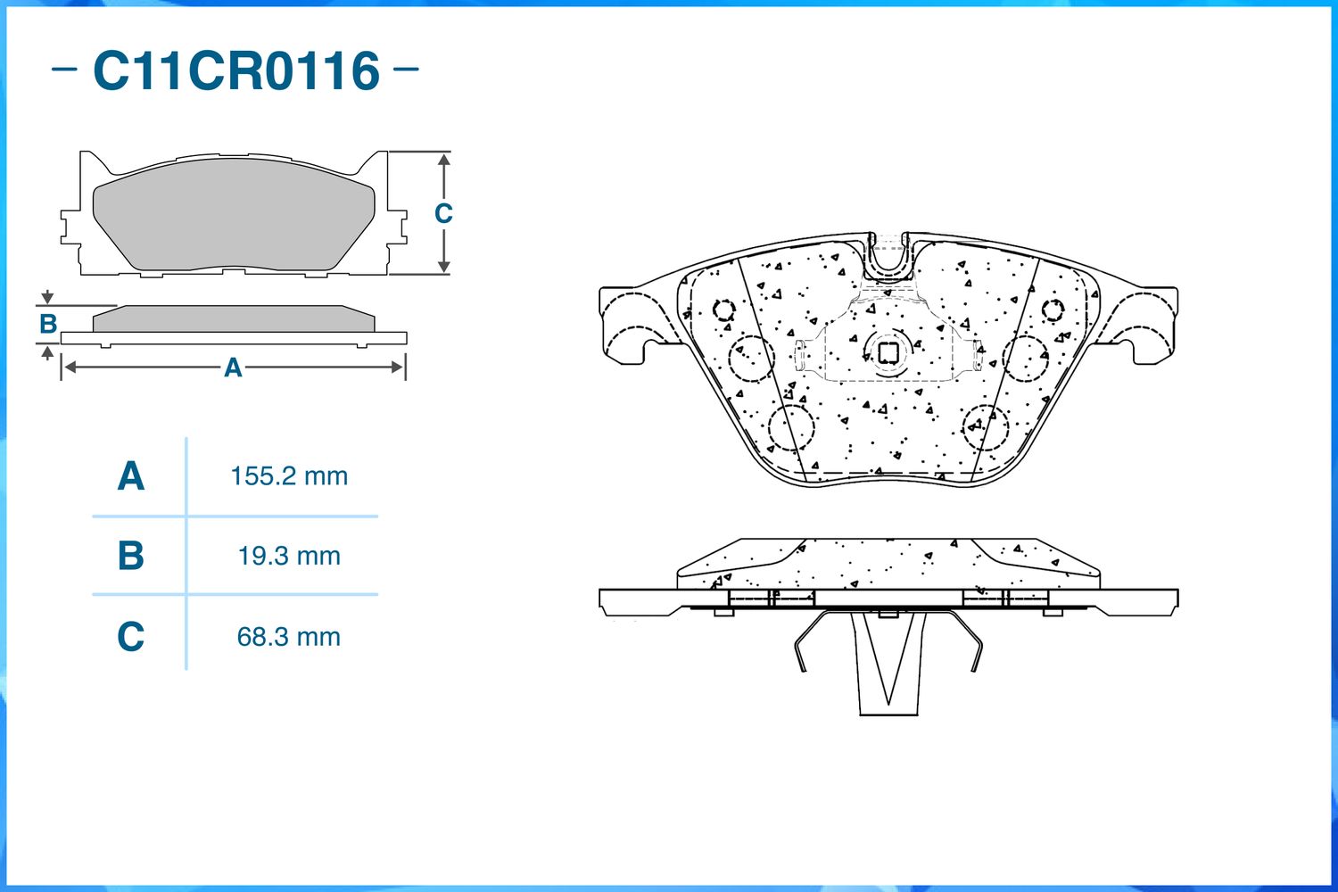 Колодки тормозные передние (Low Metallic) (Cworks). Артикул C11CR0116