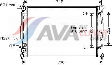 Радиатор охлаждения двигателя AVA ** CLEVER FIT ** для Audi A4 I (B5) 1994-2001. Артикул AIA2109