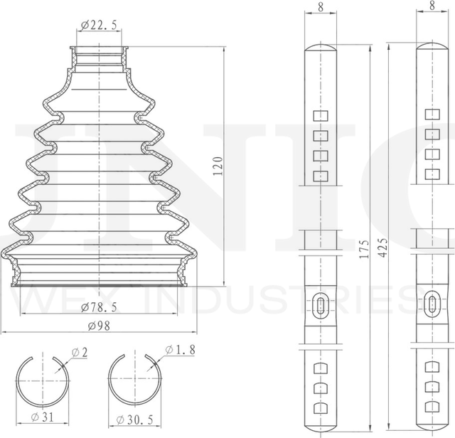 Пыльник ШРУС, комплект (Unio). Артикул DUC-30051K