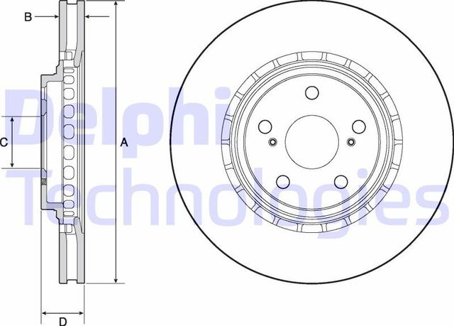 Тормозной диск Delphi передний для Lexus ES VII 2018-2026. Артикул BG4691C