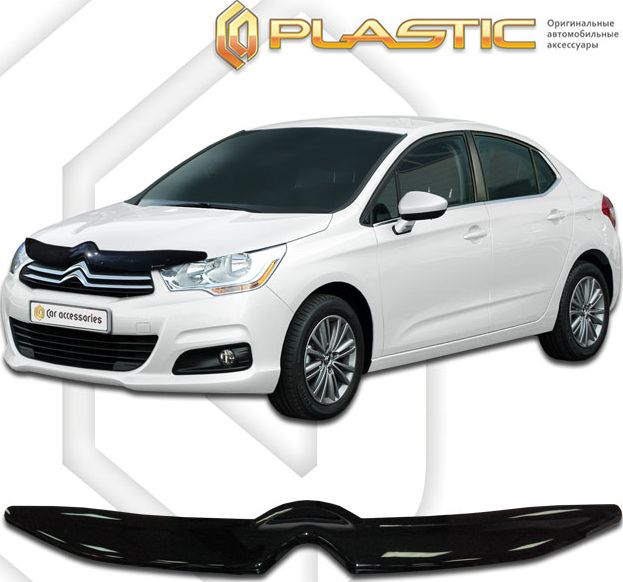 Дефлектор СА Пластик для капота (Classic черный) Citroen C4 седан 2013-2026. Артикул 2010010110956