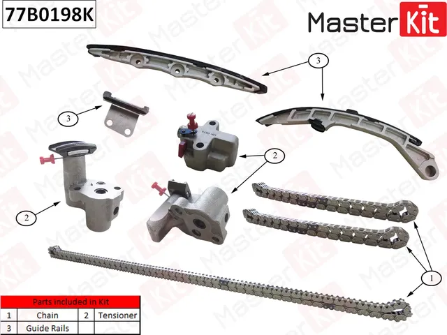77B0198K Комплект цепи ГРМ Nissan/Infiniti Murano/FX 3.5i VQ35DE 2004-2009 (Master KIT) Master KIT. Артикул 77b0198k