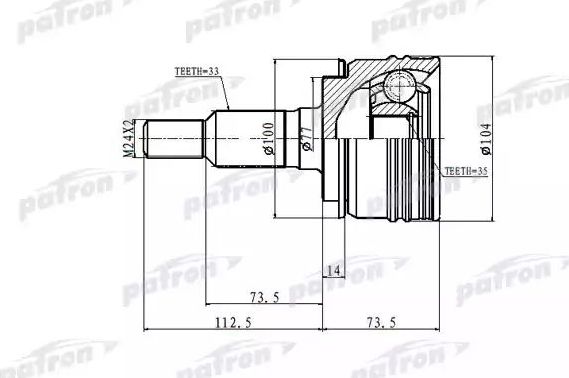 Шрус внутренний (граната) Patron передний для Chevrolet Avalanche II 2007-2013. Артикул PCV6872