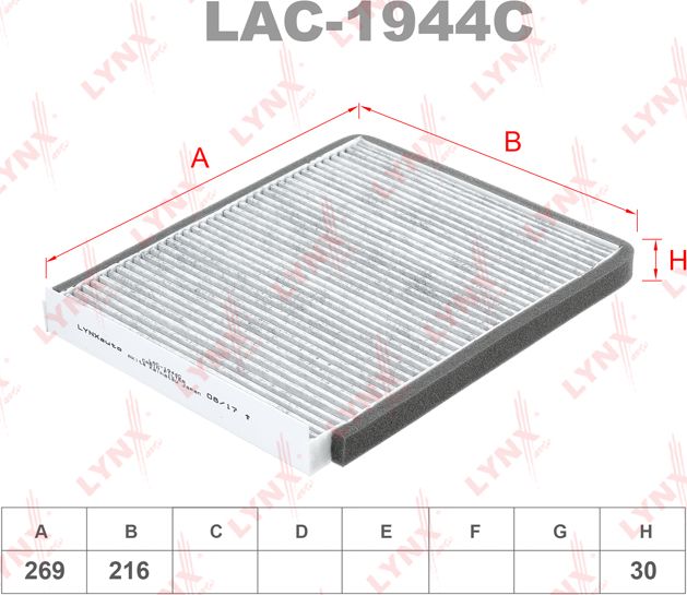 Салонный фильтр LYNXauto для Honda Shuttle I 1999-2004. Артикул LAC-1944C