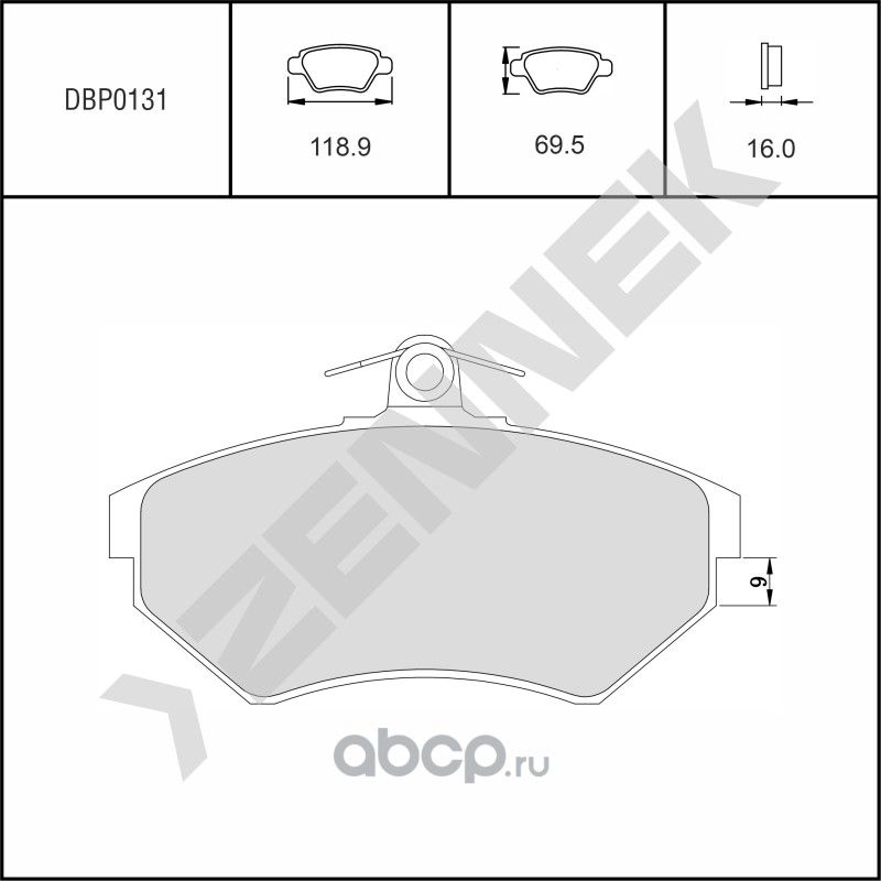 Колодки тормозные дисковые передние VW CADDY 95-04, GOLF 3/4 91-03 (Zennek). Артикул DBP0131