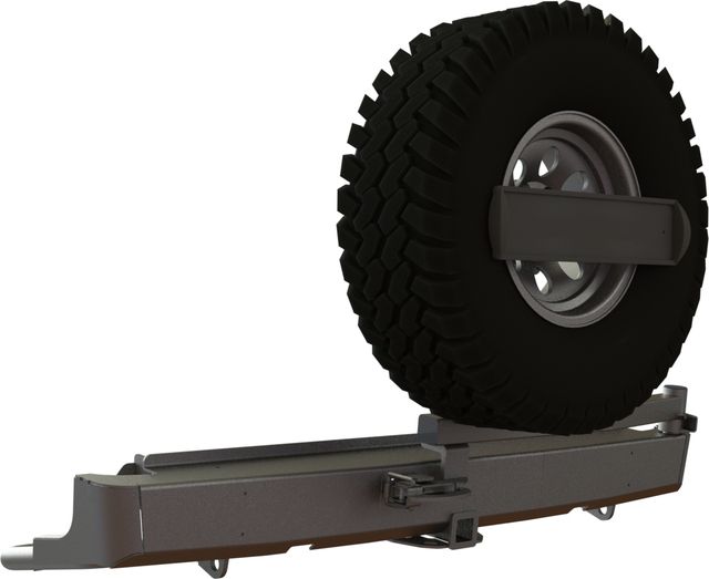 Бампер силовой STC задний для Nissan Navara 2010-2026 с квадратом под фаркоп, кронштейном крепления запасного колеса по центру и кронштейном крепления гос номера. Артикул STC-NN-BR-C1