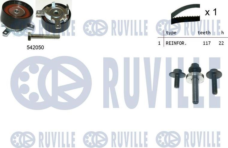 Ремень ГРМ с роликами (комплект) Ruville. Артикул 550304