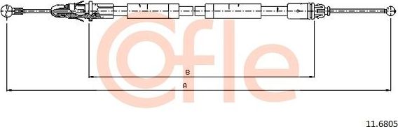 Трос ручника (тросик ручного тормоза) Cofle задний правый для Renault Trafic II 2001-2014. Артикул 92.11.6805