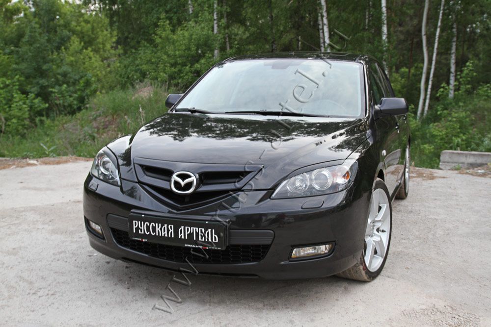 Накладки Русская Артель на передние фары (реснички) вариант 2 для Mazda 3 I хэтчбек 2003-2009. Артикул REM3-016900