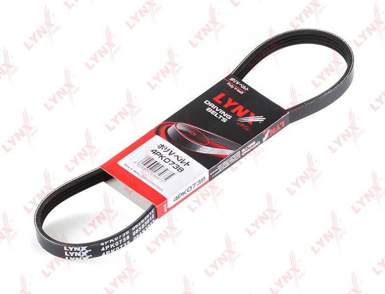 Приводной ремень поликлиновой LYNXauto. Артикул 4PK0738