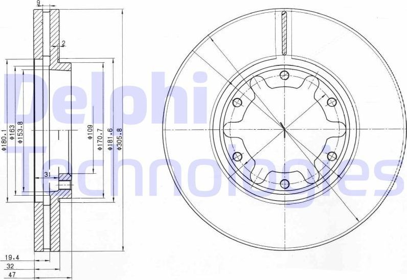 Тормозной диск Delphi. Артикул BG3817