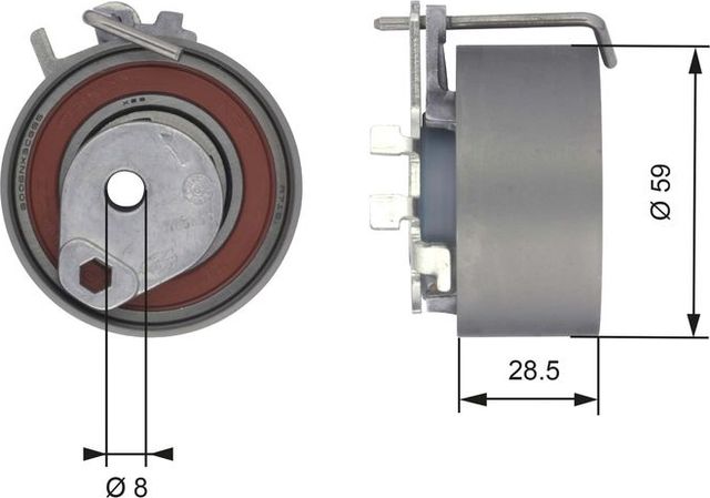 Натяжной ролик (натяжитель) ремня ГРМ Gates PowerGrip®. Артикул T43126