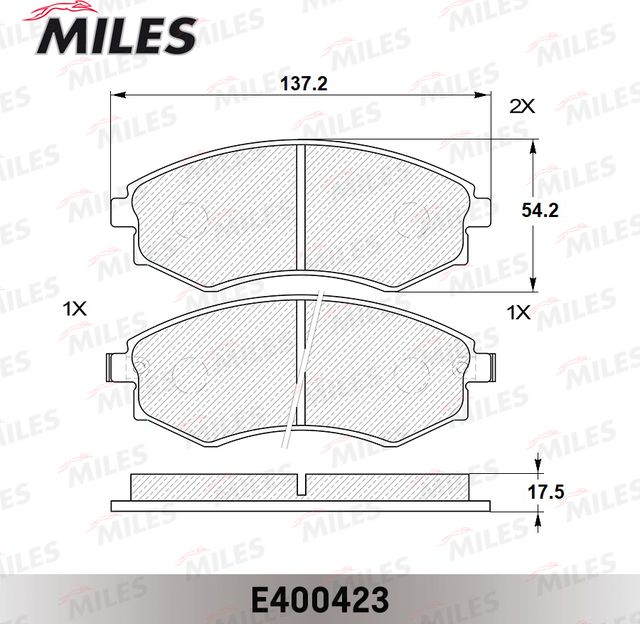 Тормозные колодки Miles (Low-Metallic). Артикул E400423