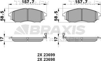 Тормозные колодки Braxis. Артикул AB0104