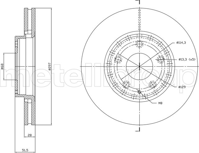 Тормозной диск Metelli. Артикул 23-1850C