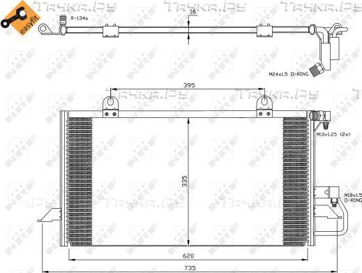 Радиатор кондиционера (конденсатор) NRF (алюминий). Артикул 35247