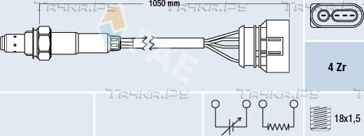 Лямбда-зонд (кислородный датчик) FAE для Volkswagen Passat B5 1996-1998. Артикул 77134