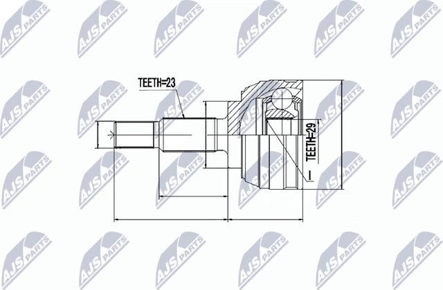 Шрус внутренний (граната) NTY передний для Renault Modus I 2004-2012. Артикул NPZ-RE-029