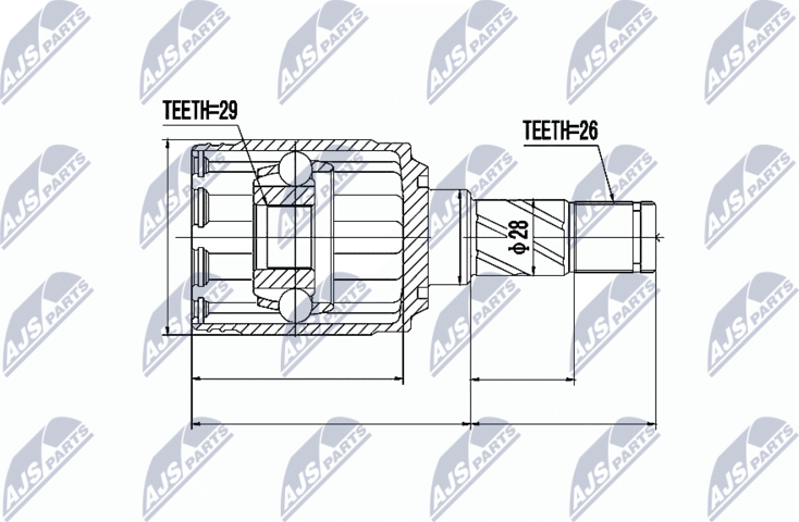 Шрус внутренний (граната) NTY. Артикул NPW-VV-007