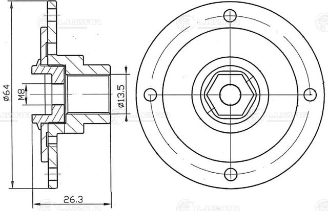Муфта компрессора кондиционера Luzar для Kia Sorento II 2009-2026. Артикул LCH 0802